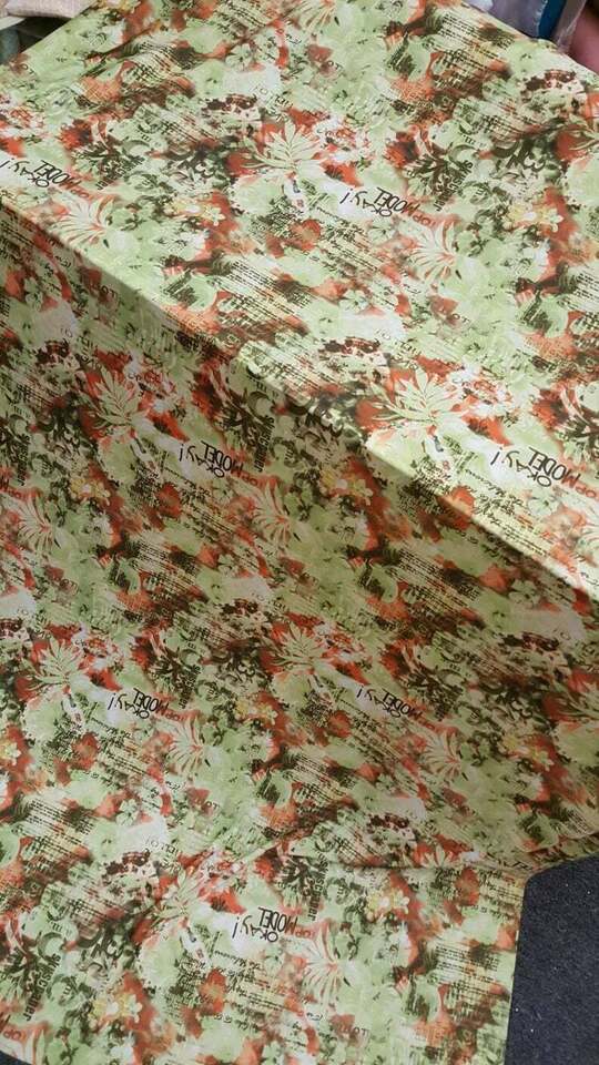 Vibrant Green Orange Floral Stretch Spandex Fabric by the Yard for Gown Draping & Decoration