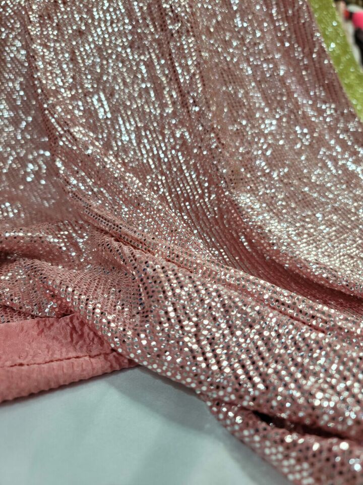 Coral Stretch Textured Silver Fabric By the Yard - Spandex Material for Gowns, Fashion, Dresses