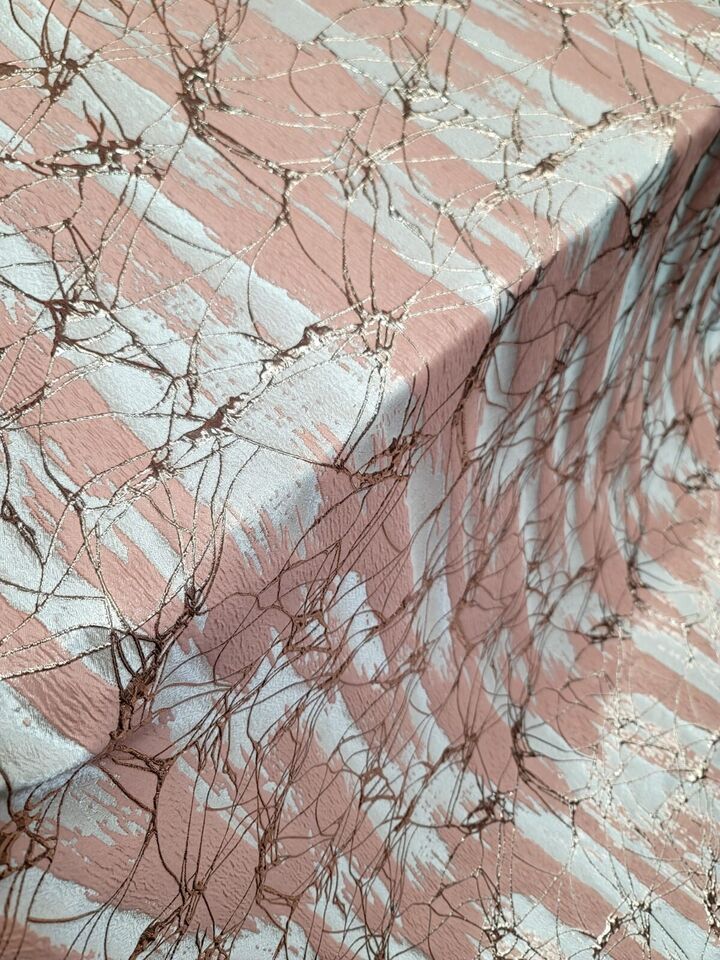 Rose Gold Brocade Jacquard Fabric Sold By The Yard Metallic Coral Fashion Dress