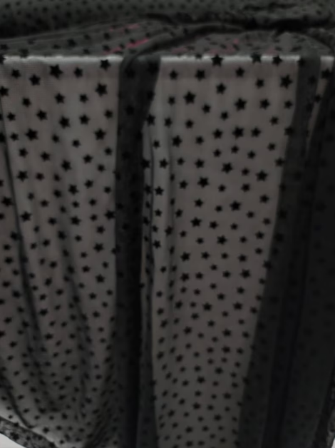 Four Way Stretch Lace Black Velvet Stars Fashion Fabric Sold By The Yard