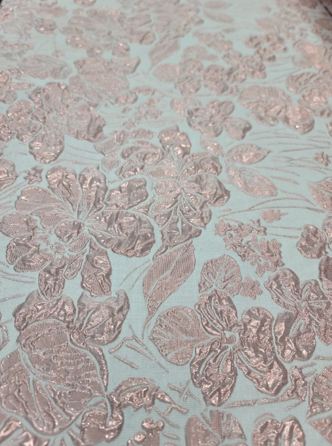 Pink Metallic Brocade Jacquard Textured Fabric By The Yard