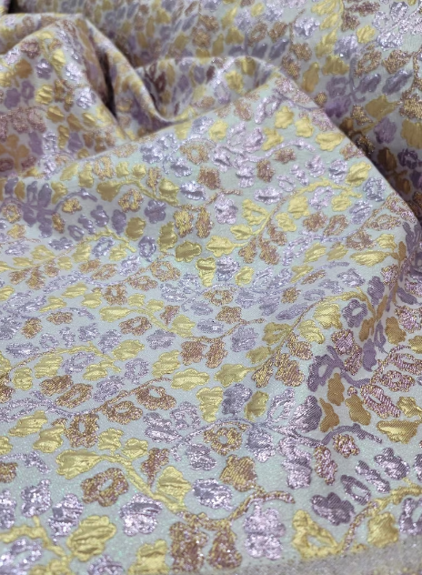 Lavender Pink Silver Brocade Jacquard Floral Flowers Fashion Fabric Sold By The Yard