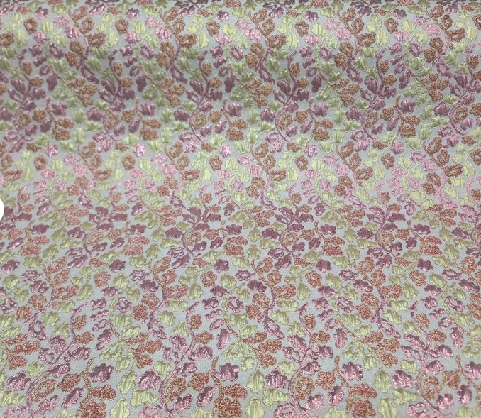 Lavender Pink Silver Brocade Jacquard Floral Flowers Fashion Fabric Sold By The Yard