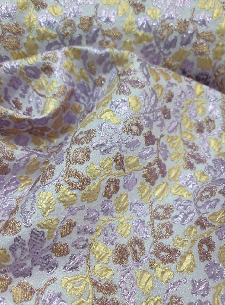 Lavender Pink Silver Brocade Jacquard Floral Flowers Fashion Fabric Sold By The Yard