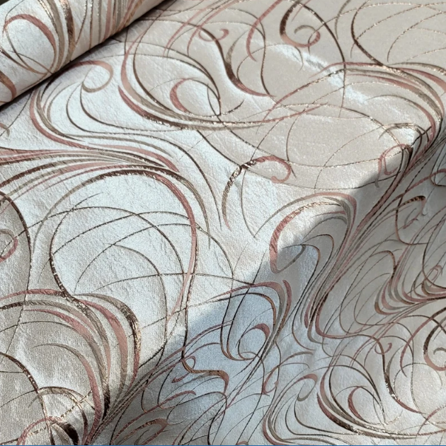 Rose Gold Brocade Geometric Copper Metallic Textured France Jacquard Fabric Sold By The Yard Gown Quinceañera Bridal Evening Dress Decoration