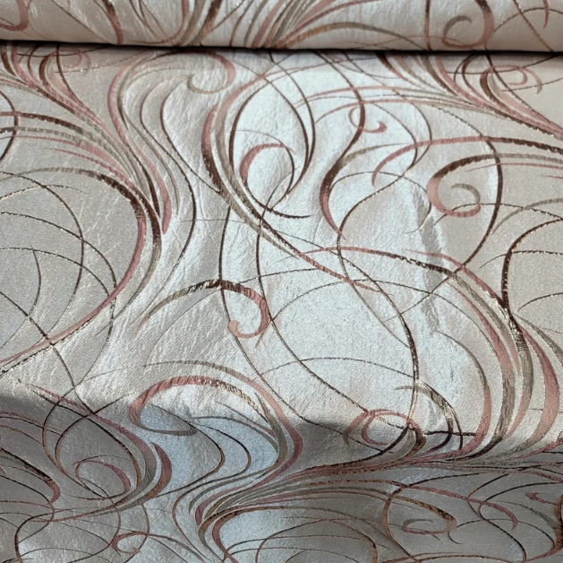 Rose Gold Brocade Geometric Copper Metallic Textured France Jacquard Fabric Sold By The Yard Gown Quinceañera Bridal Evening Dress Decoration