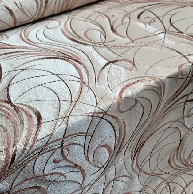Rose Gold Brocade Geometric Copper Metallic Textured France Jacquard Fabric Sold By The Yard Gown Quinceañera Bridal Evening Dress Decoration