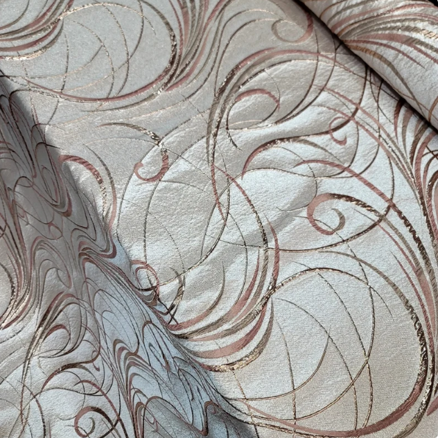 Rose Gold Brocade Geometric Copper Metallic Textured France Jacquard Fabric Sold By The Yard Gown Quinceañera Bridal Evening Dress Decoration