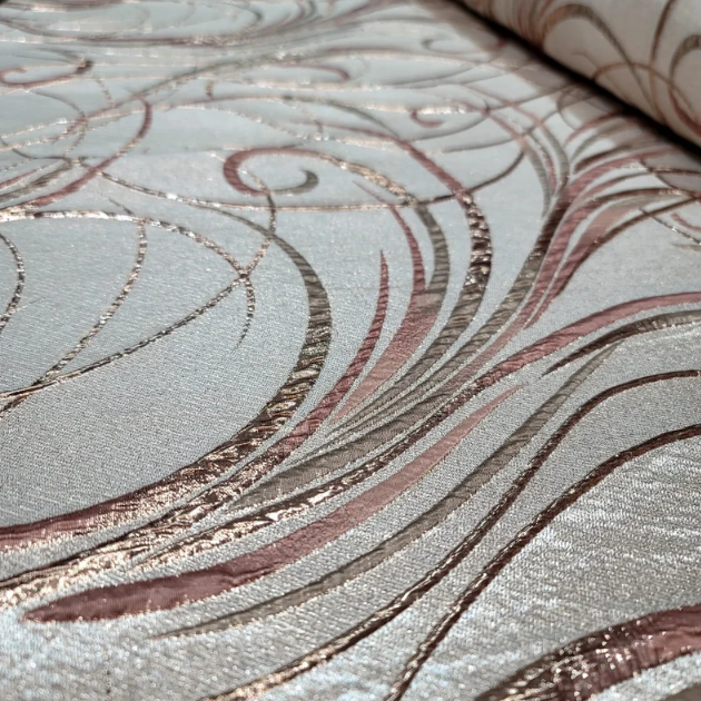 Rose Gold Brocade Geometric Copper Metallic Textured France Jacquard Fabric Sold By The Yard Gown Quinceañera Bridal Evening Dress Decoration