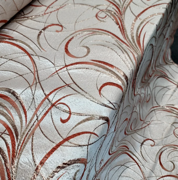 Gold Brocade Geometric Copper Metallic Textured France Jacquard Fabric Sold By The Yard Gown Quinceañera Bridal Evening Dress Decoration