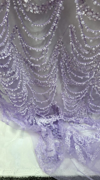 Beaded Lace Fabric By The Yard Fashion Lace Beads Hanging On Mesh Embroidery Prom Lace