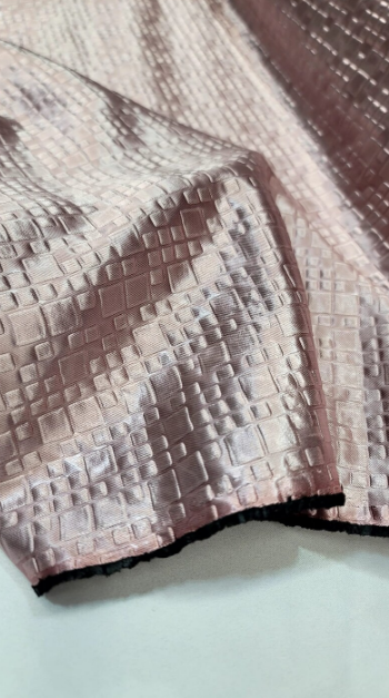 Dusty Rose Metallic Brocade Jacquard Fabric - Textured Square Figure - Sold by the Yard
