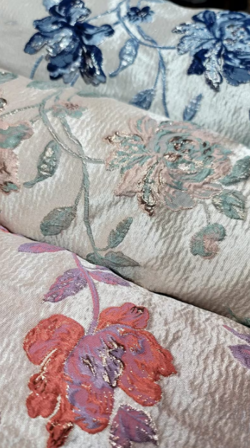 Brocade Jacquard Floral Sage Blush Blue Coral Prom Fabric By The Yard Gown Quinceañera Bridal Upholstery Drapery Pillow Draping
