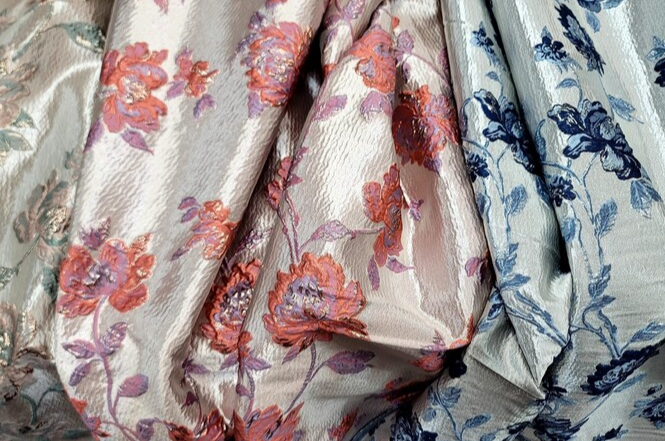 Brocade Jacquard Floral Sage Blush Blue Coral Prom Fabric By The Yard Gown Quinceañera Bridal Upholstery Drapery Pillow Draping