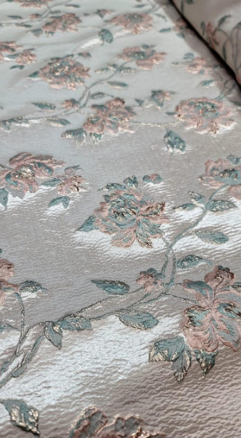 Brocade Jacquard Floral Sage Blush Blue Coral Prom Fabric By The Yard Gown Quinceañera Bridal Upholstery Drapery Pillow Draping