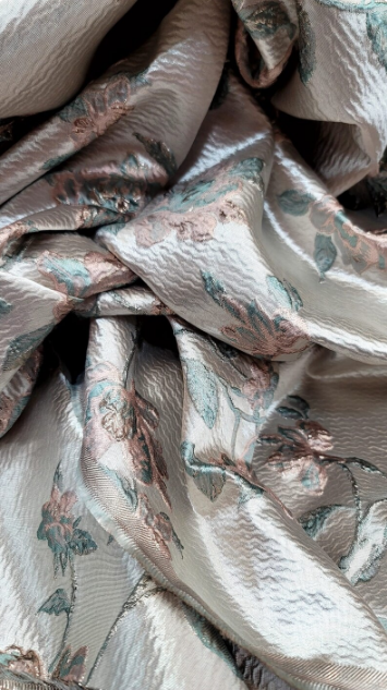 Brocade Jacquard Floral Sage Blush Blue Coral Prom Fabric By The Yard Gown Quinceañera Bridal Upholstery Drapery Pillow Draping
