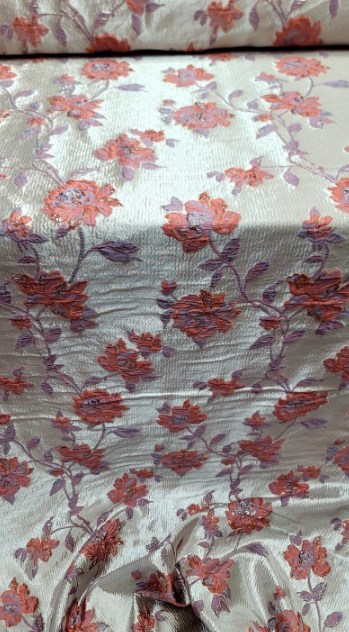 Brocade Jacquard Floral Sage Blush Blue Coral Prom Fabric By The Yard Gown Quinceañera Bridal Upholstery Drapery Pillow Draping