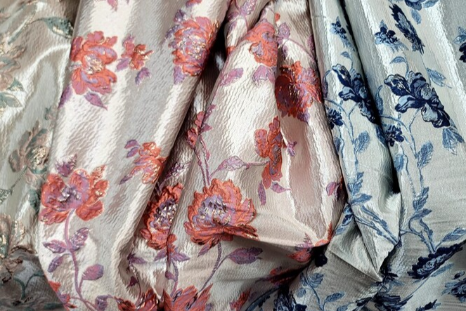 Brocade Jacquard Floral Sage Blush Blue Coral Prom Fabric By The Yard Gown Quinceañera Bridal Upholstery Drapery Pillow Draping