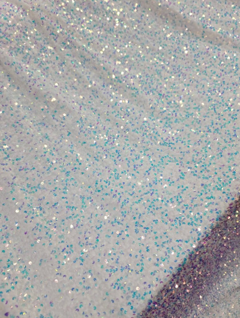 White Iridescent Sequin Embroidery on Stretch Velvet Sold by the Yard, 58 Inches Width