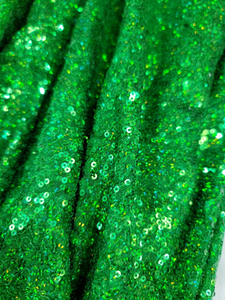 Iridescent Hologram Glitz Sequin Fabric - 3mm, Sold by the Yard