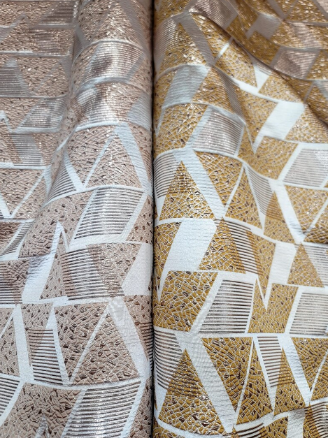 Triangle Brocade Fabric by the Yard - 57" Width - Geometric Patterns - Ideal for Dresses in Various Colors