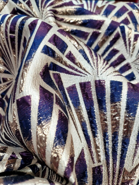 "Geometric Pattern Metallic Brocade Fabric by the Yard - Ideal for Elegant Creations - Available in Multiple Stunning Color Combinations