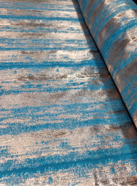 Turquoise and Metallic Gold Brocade Jacquard Fabric Sold by the Yard Decoration Textured Panel Decoration Clothing Draping
