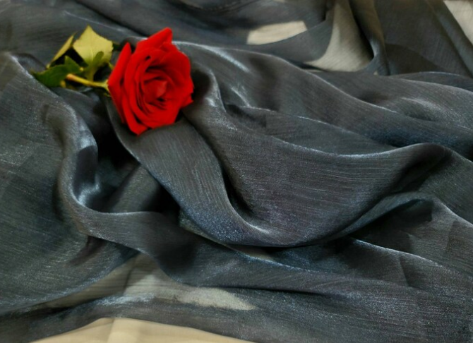 Navy Blue Organza Prom Fabric - Sold By The Yard - Gown Quinceañera Bridal Gorgeous - 52” width