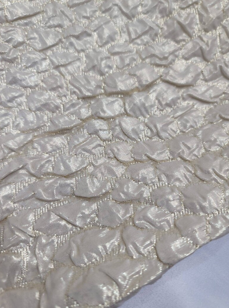 Champagne Gold Brocade Bridal Embossed Evening Dress Metallic Jacquard Fabric Sold by the Yard Gown Prom Quinceañera