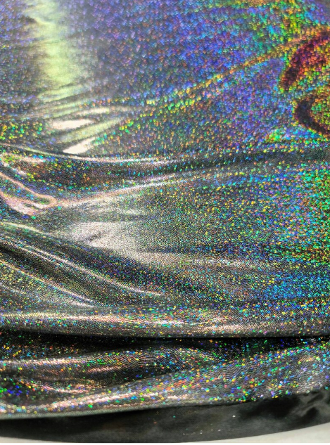 Black Glitter Sparkly Iridedcent Fabric By The Yard Fashion New Fabric Glossy Clothing Elegant Luxury Hologram Glitz