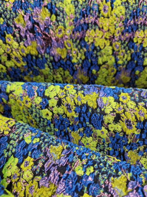 Brocade Royal Blue Green Floral Flowers Jacquard Fabric By The Yard Gown Quinceañera Bridal Evening Dress Prom Gown Quinceañera Bridal