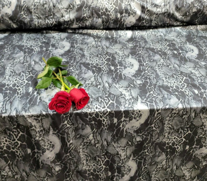 Black Snake Stretch Black and Silver Stretch Spandex Fabric Sold by the Yard Gow Draping Clothing Decoration Animal Print