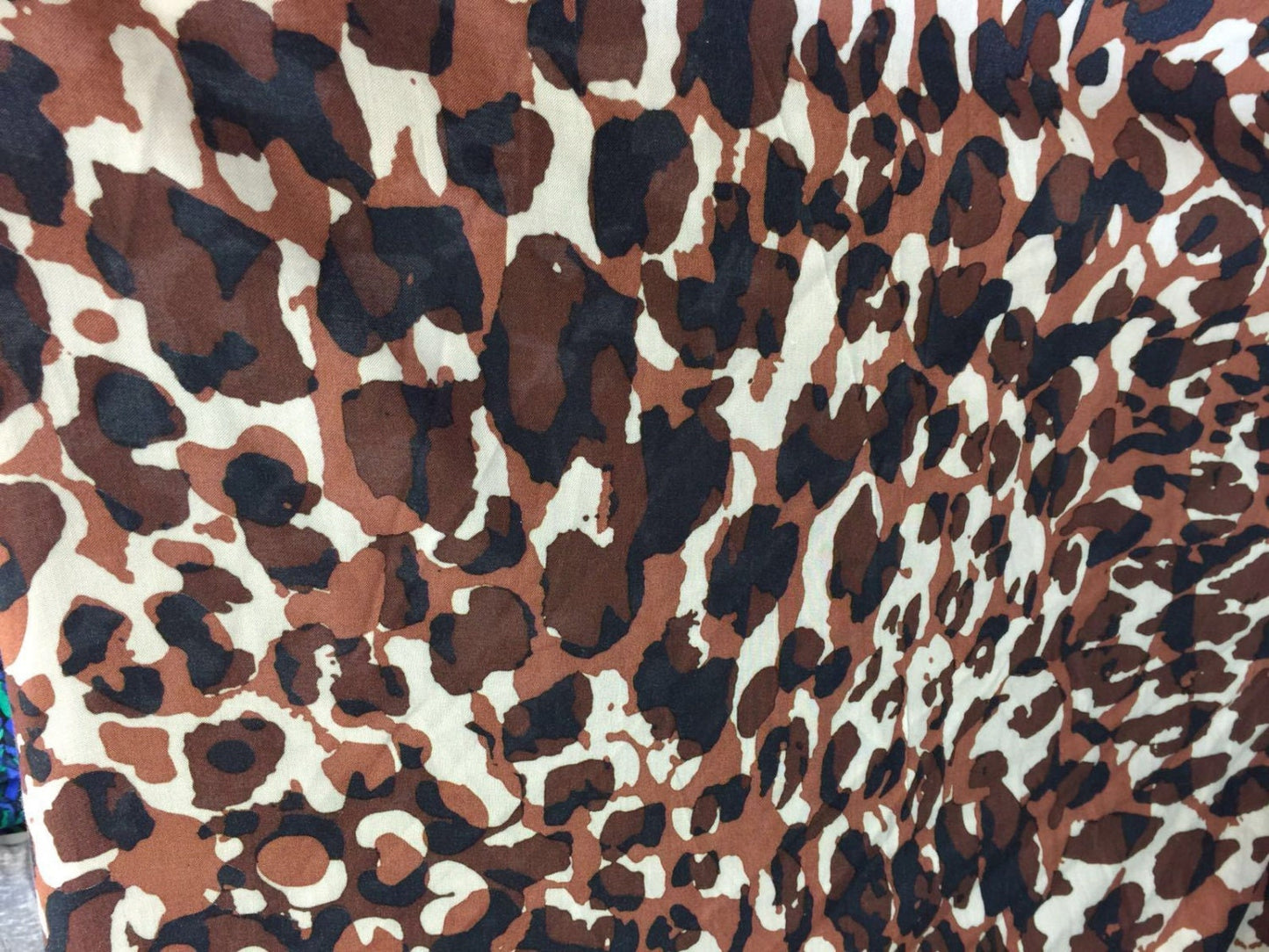 100% Rayon Challis Camouflage Dark N Light Brown off White Background 58 Inches Wide Fabric Sold Y the Yard