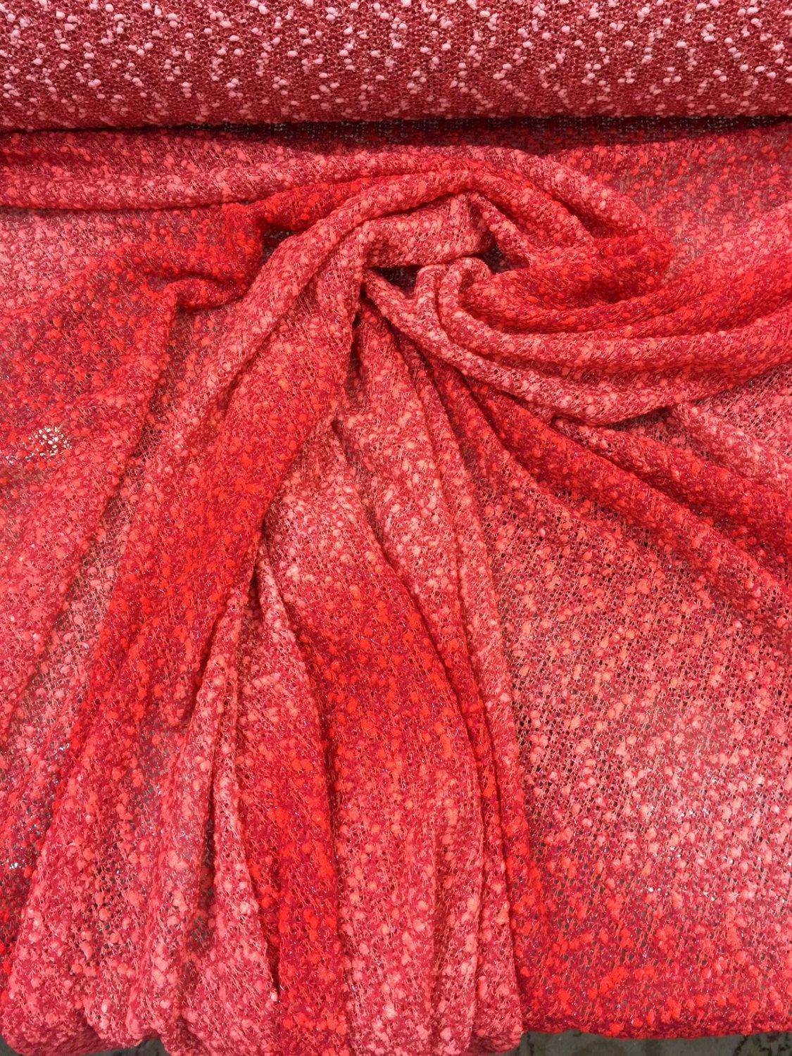 Embroidery lace crocheted Popcorn inspired Coral 50 inches w crocheted fabric sold by the yard soft