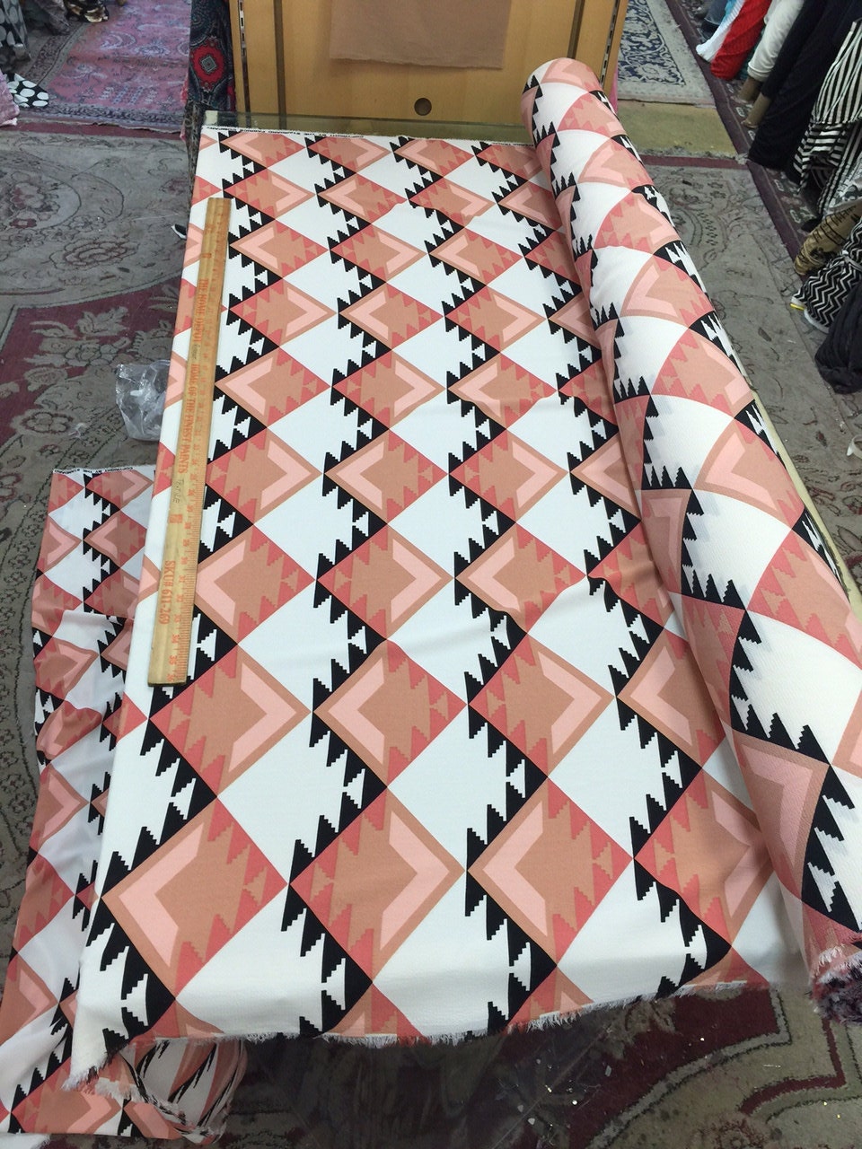 97 poly 3 spandex Navajo inspired 58-60 in w Blush Ivory Fabric by the yard