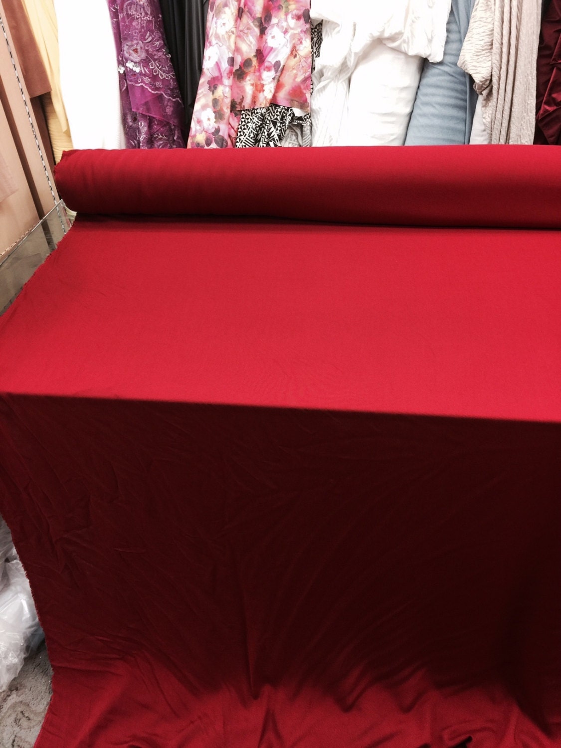 Rayon challis red Vampire's kiss red 60"w soft flowy organic fabric kids dress draping clothing decoration fabric sold by the yard