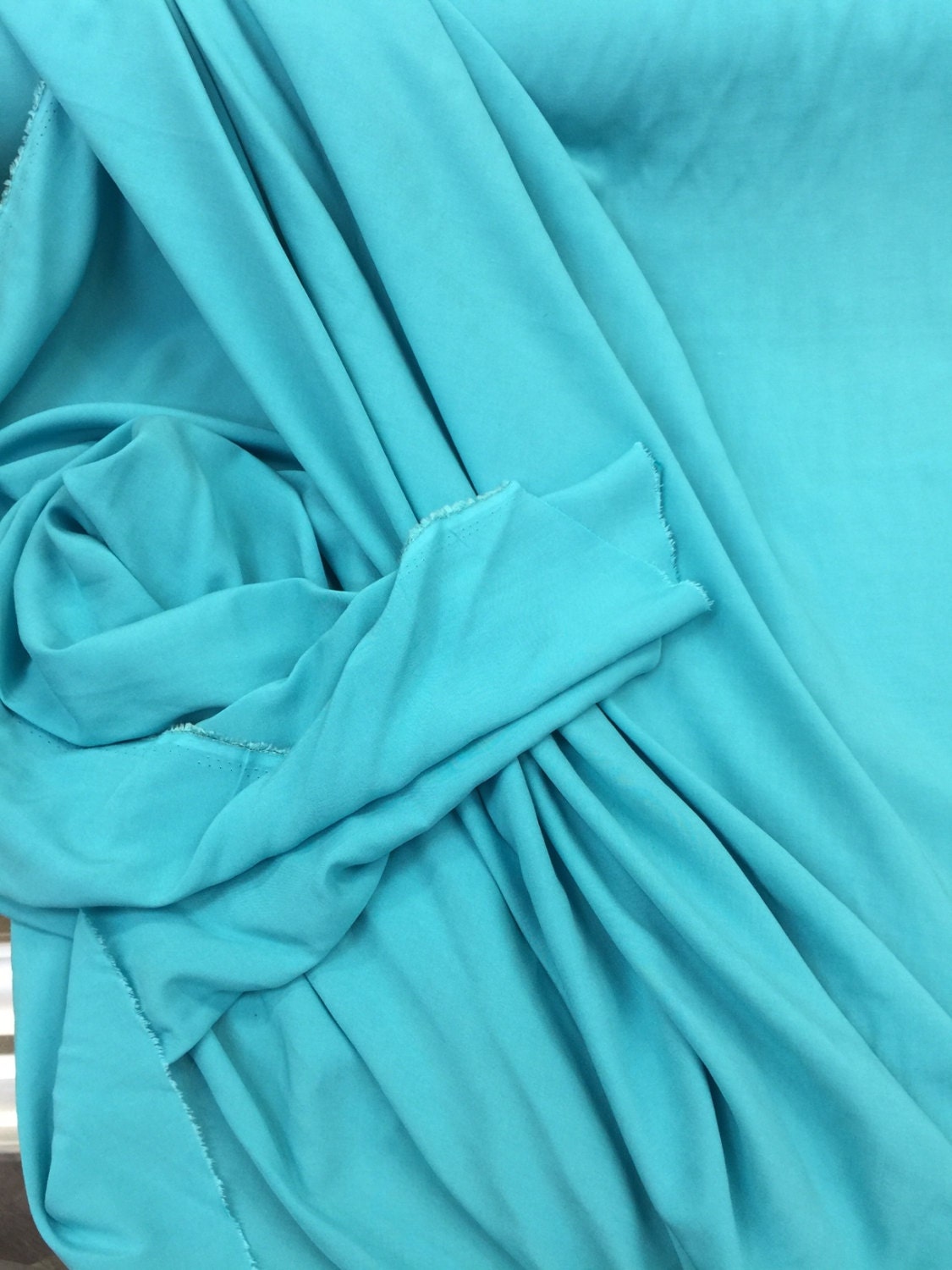 100% Rayon Challis Caribbean Turquoise Fabric Sold by the Yard Clothing Dress Decoration Organic