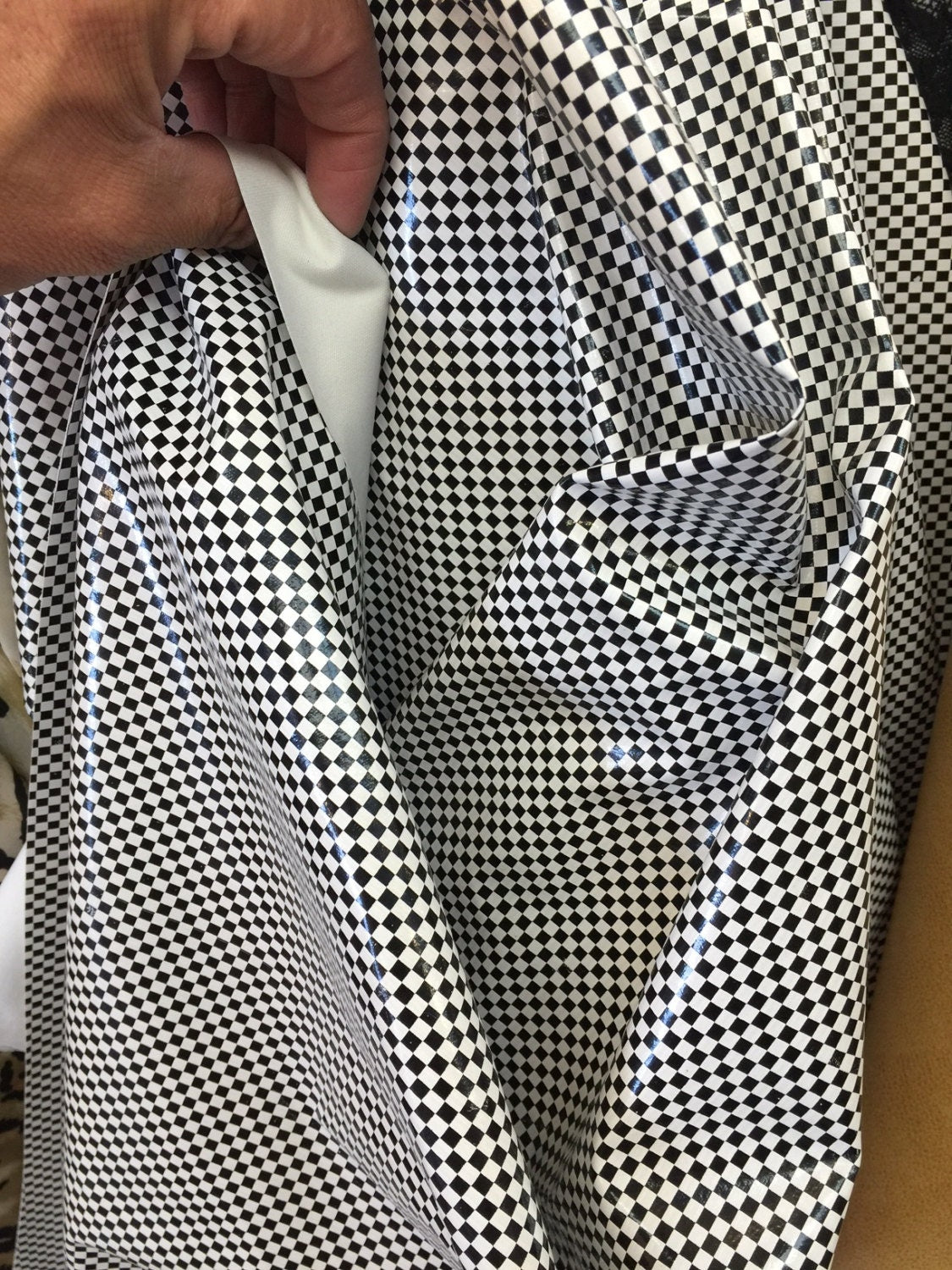 60 inch w Black n white gingham vinyl