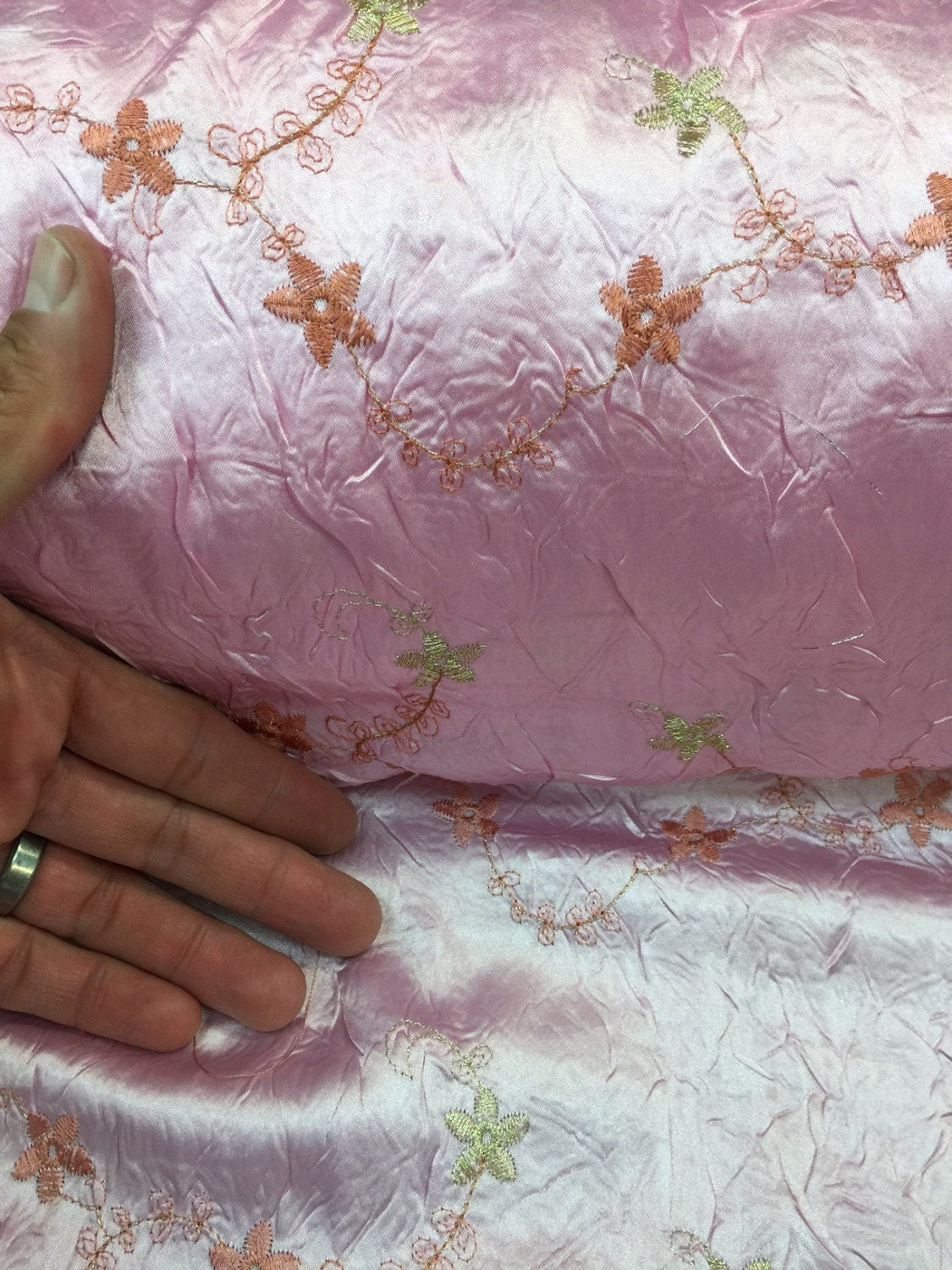 Pastel pink taffeta embroidered flowers soft n flowy Fabric by the yar GENERAL TEXTILES INC DBA SMART FABRICS Pastel pink taffeta embroidered flowers soft n flowy Fabric by the yar GENERAL TEXTILES INC DBA SMART FABRICS