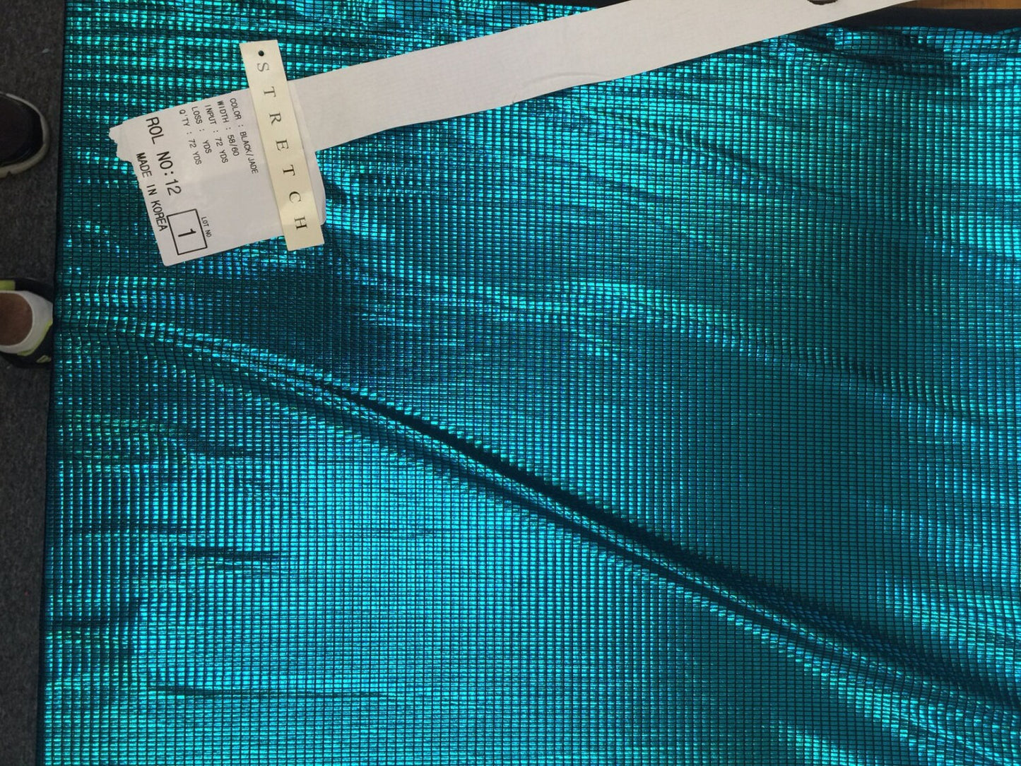 Jade pleather nylon spandex Black backing stretch Fabric sold by the yard draping decoration clothing dancer geometric square