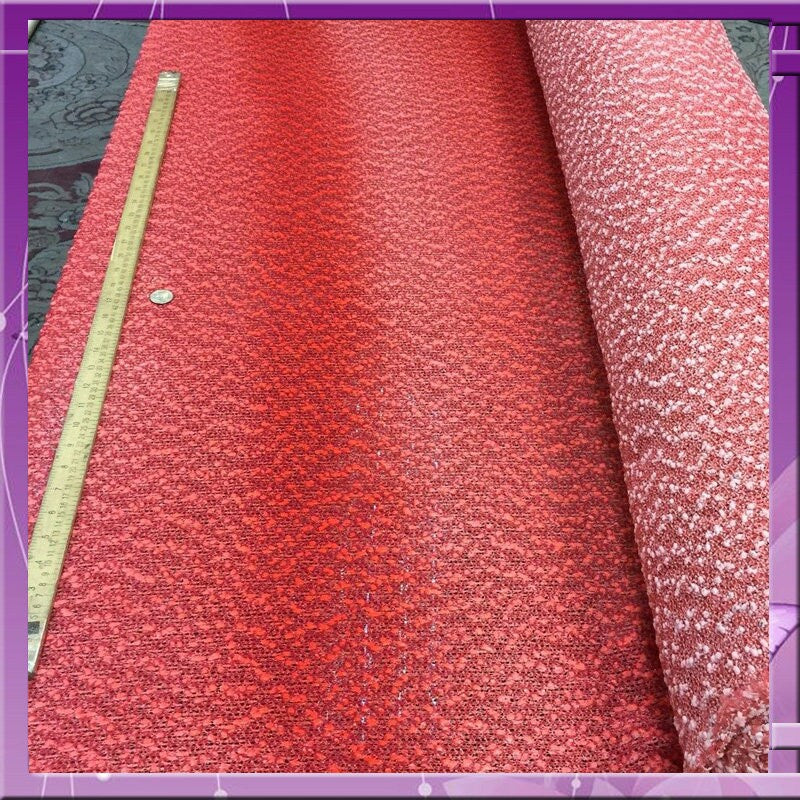 Embroidery lace crocheted Popcorn inspired Coral 50 inches w crocheted fabric sold by the yard soft