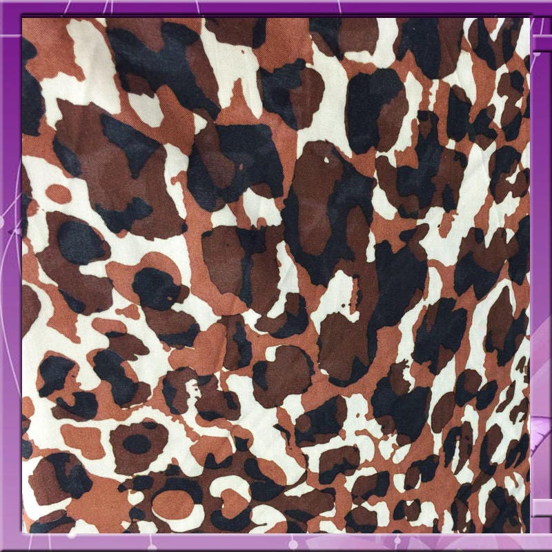 100% Rayon Challis Camouflage Dark N Light Brown off White Background 58 Inches Wide Fabric Sold Y the Yard