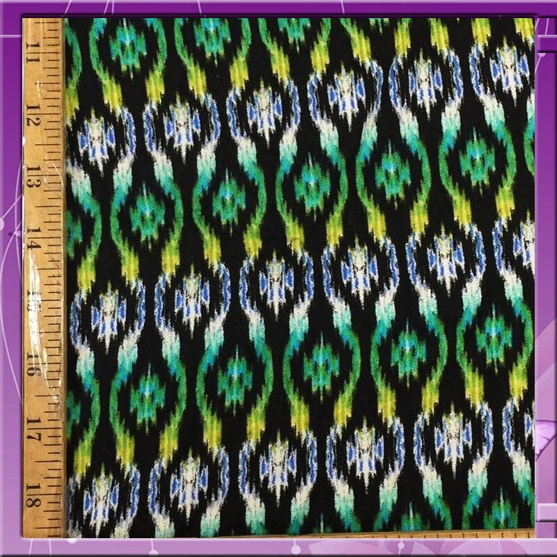 Rayon challis LIME GREEN, grey n yellow geometrical Fabric sold by the yard 58 inches width soft flowy fabric organic
