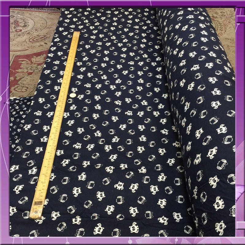 Rayon challis WHAT A HOOT owls on navy blue background 58 inches wide fabric sold by the yard soft organic fabric kids
