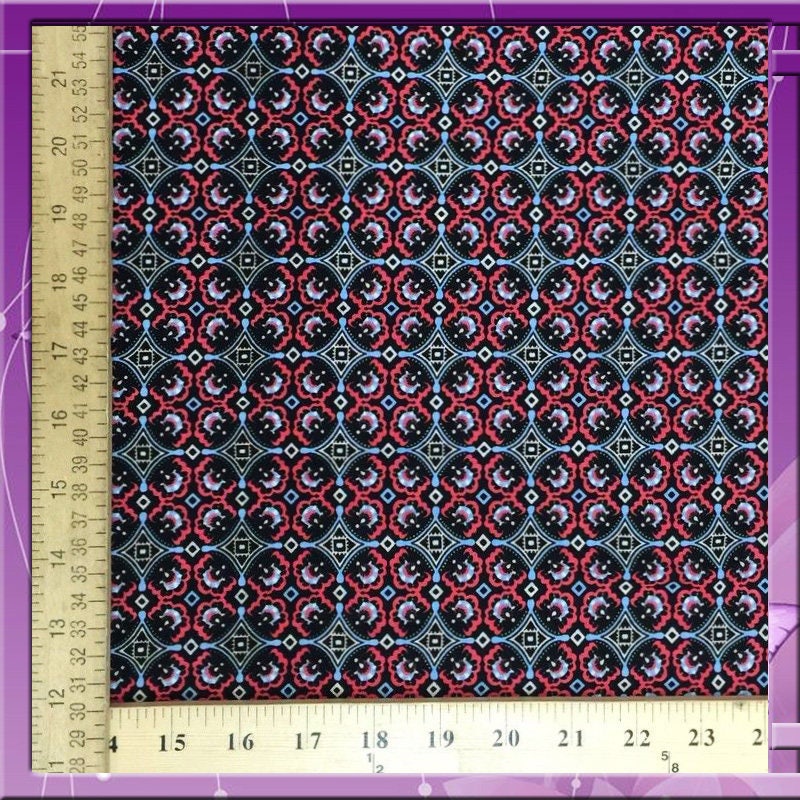 Rayon Challis Asian Inspired Print Fabric by the Yard 58 Inches Wide red black geometric soft flowy organic kids dress draping clothing