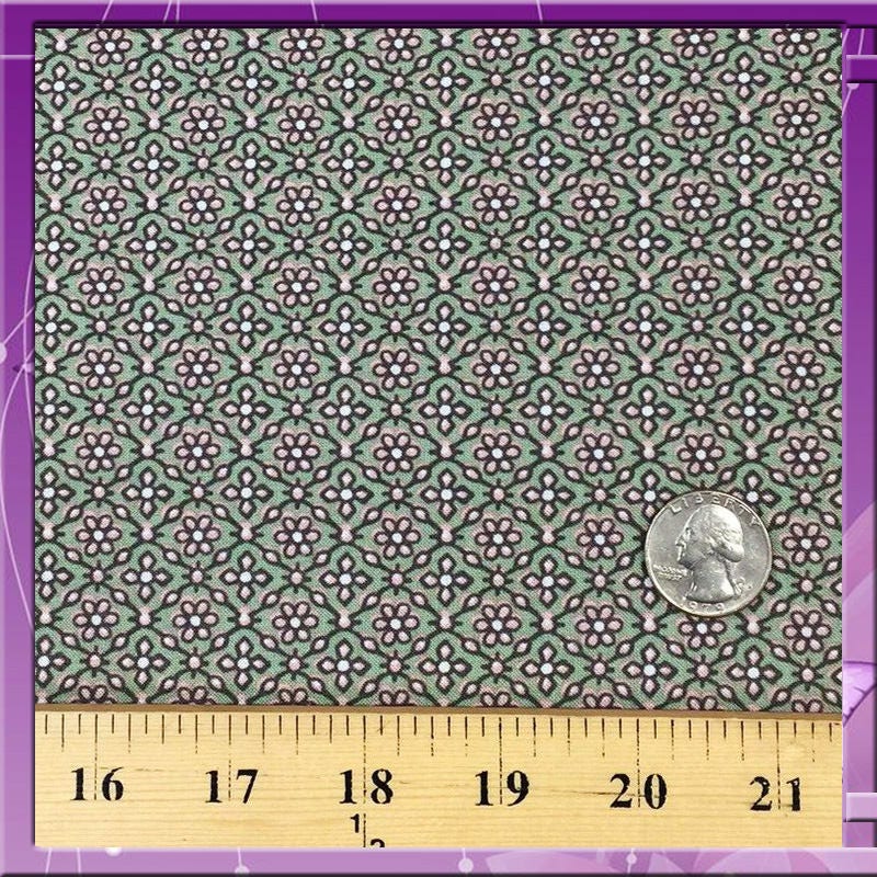 Rayon challis Light green background w small light pink flowers 58" / 60" wide fabric sold by the yard organic soft flowy fabric kids dress