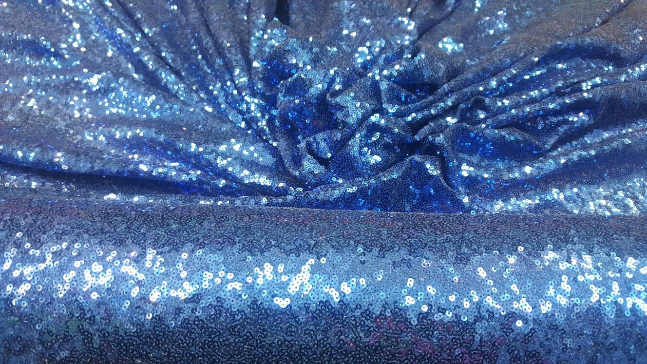 Royal blue Sequin on 1 way stretch mesh glitz sequin fabric sold by the yard wedding decoration party clothing shining draping