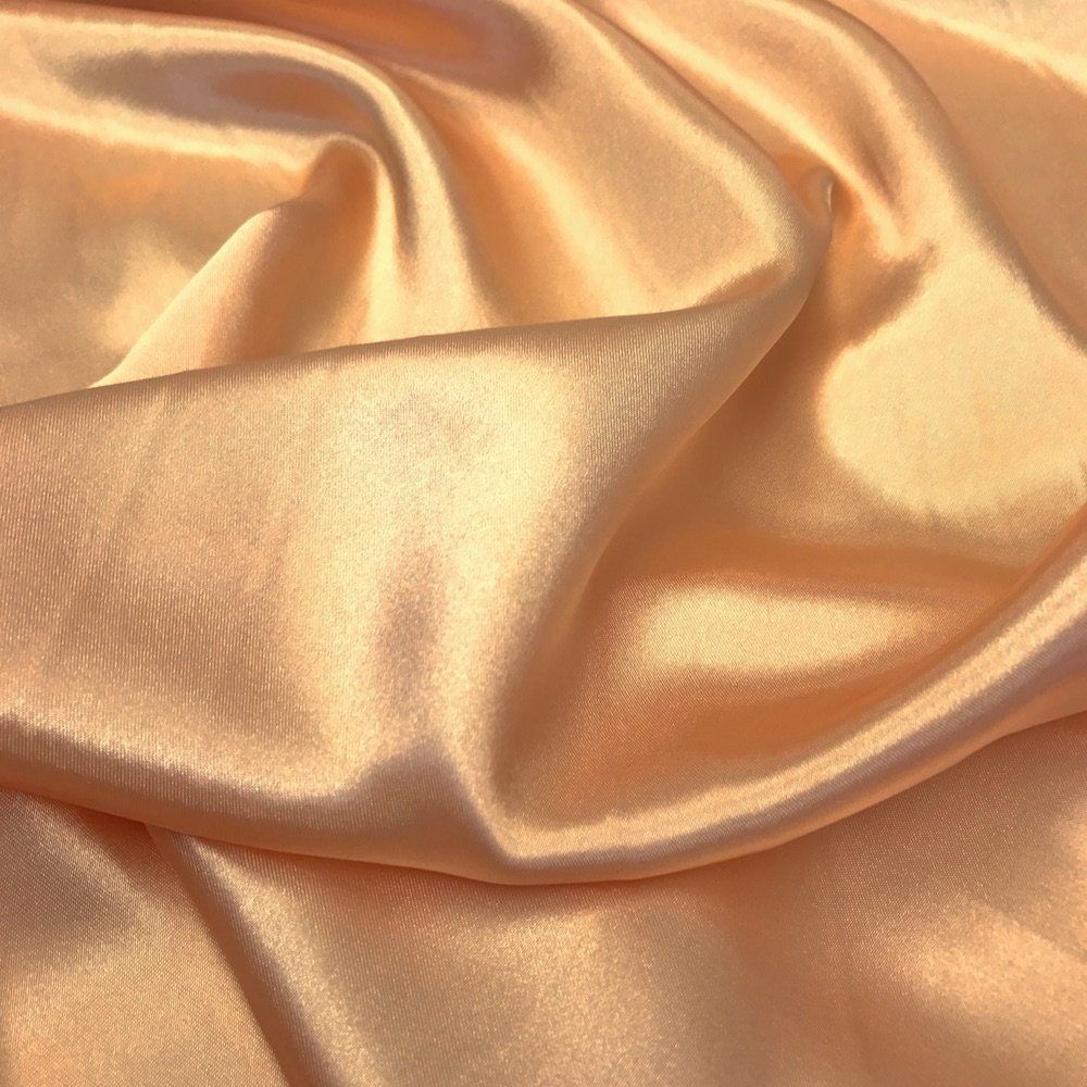 Peach Silk Satin 1 Way Stretch Soft Flowy Charmeuse Bridal Satin Fabric for Wedding, Apparel, Crafts, Decor, Costumes (Peach, 1 Yard)