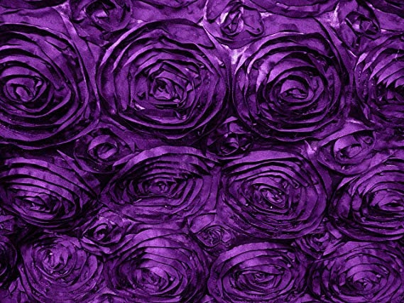 Satin Rosette Purple 60 Inch Fabric By the Yard floral flowers decoration clothing draping dress dancer clothing Fashion