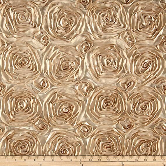 Wedding Rosette Satin Fabric by The Yard, Champagne floral flowers satin Fashion dress decoration draping clothing